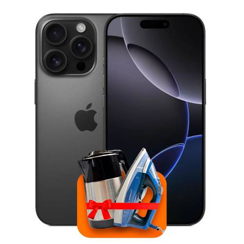 Apple iPhone 16 Pro 256ГБ (Чёрный Titanium) + (Утюг или электрочайник) + 100 ГБ интернета + 3 месяца ТV-COM в подарок!