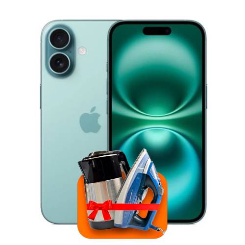 Apple iPhone 16 128ГБ (Teal) + (Утюг или электрочайник) + 100 ГБ интернета + 3 месяца ТV-COM в подарок!