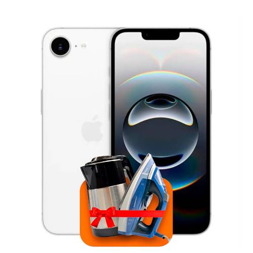 Apple iPhone 16e 128ГБ (Белый) + (Утюг или электрочайник) + 100 ГБ интернета + 3 месяца ТV-COM в подарок!